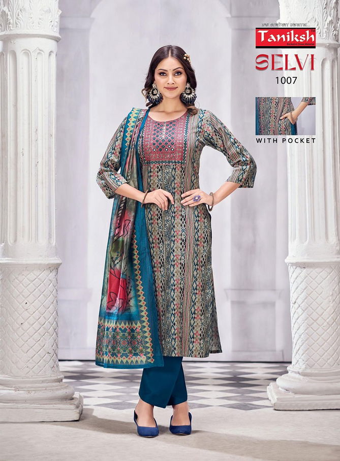 Selvi Vol 2 By Taniksh Heavy Rayon Embroidery Kurti With Bottom Dupatta Wholesale Shop In Surat